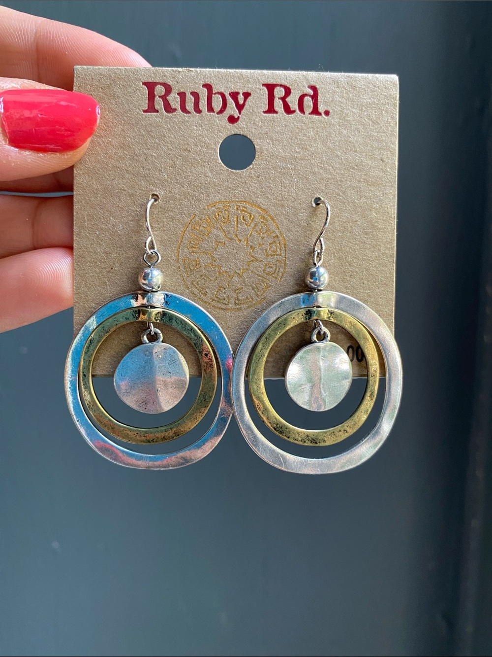 Ruby Rd. Two-Tone Circular Drop Earrings - Silver & Gold